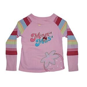 Disney Minnie Mouse Glitter Strawberry Tee – Size 140 (Approx. Kids 9–10Y)